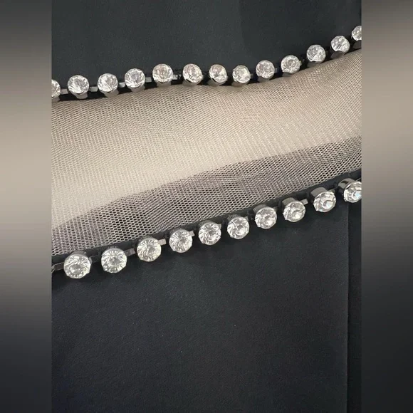 ASOS Design Black Long Sleeve Mesh and Rhinestone Bodycon dress - Picture 11 of 11